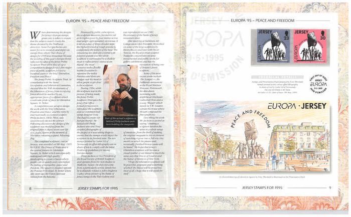 1995 Jersey (Channel Islands) Stamp Year Book (softback) issued by Jersey Post with 14 images of contents