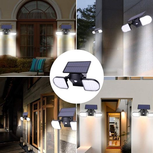 Outdoor Lights Solar Powered 56 LED Solar Lights Motion Sensor Double Heads Security Light Adjustable Spotlight Waterproof for Garage Garden Driveway Front Door Wall