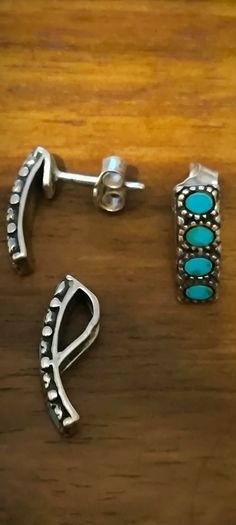 Silver  set with turquoise, Hallmarked