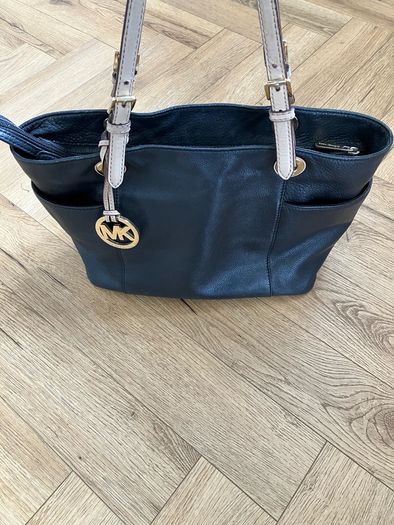 Mk tote black leather bag