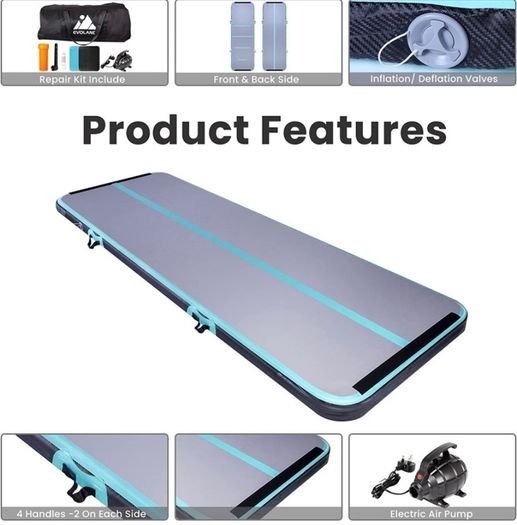 3M Inflatable Gymnastics Mat Tumbling Mat, 10cm Thick Practice Gymnastics Workout Mat Practice for Home Use, Beach, Park Exercise Fitness (FREE POSTAGE)