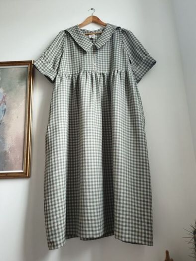 Pure Linen Gingham Dress Size Xl