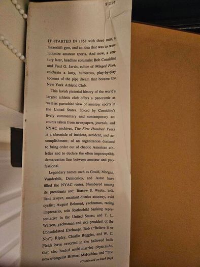The First Hundred Years.  A Portrait Of The NYAC.First Edition 1969 Large Volume Hardback With Dustjacket In Good Condition.  See Photos For Same.