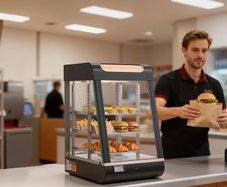 3 Tier Commercial Food Warmer Display, 800W Food Display Warmer with LED Light, Top Storage and Adjustable Shelves