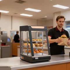 3 Tier Commercial Food Warmer Display, 800W Food Display Warmer with LED Light, Top Storage and Adjustable Shelves