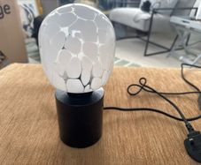 Modern Glass Table Lamp - White Patterned Shade