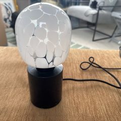 Modern Glass Table Lamp - White Patterned Shade