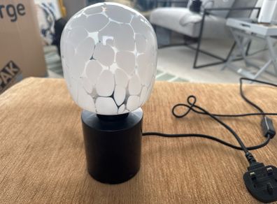 Modern Glass Table Lamp - White Patterned Shade