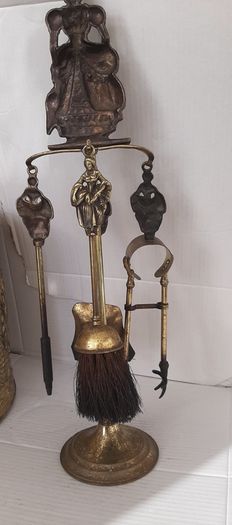 vintage brass companion set with lady
