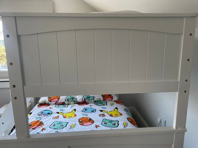 Harvey Norman Triple Bunk Bed, Double and Single, White, Mattresses Included