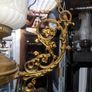 Beautiful Old Large Antique Hanging Brass and Milk Glass Oil Lamp, Converted to Electric Image 4
