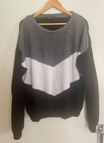 XL Booohoo jumper grey, white and black
