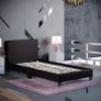 Lisbon Single Bed, 3ft Bed Frame Upholstered UKFR Faux Leather Headboard Low Foot End Bedroom Furniture, Brown Image 2