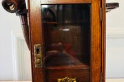 Antique Edwardian Oak Smoker's Cabinet &amp; Accessories