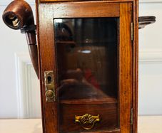 Antique Edwardian Oak Smoker's Cabinet & Accessories
