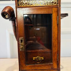 Antique Edwardian Oak Smoker's Cabinet & Accessories