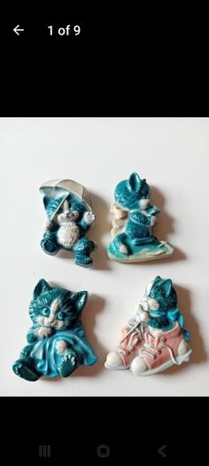 1960s cat magnets x 4