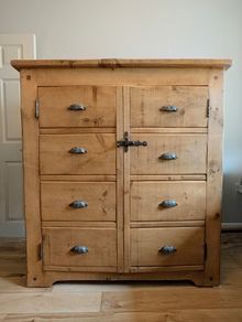 Rustic Solid Wood Faux-Apothecary Cupboard