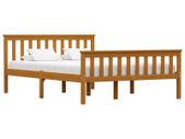 Bed Frame Honey Brown Solid Pinewood 135 x 190 cm