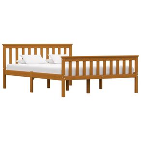 Bed Frame Honey Brown Solid Pinewood 135 x 190 cm