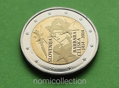 Slovenia 2014 year Uncirculated 2 Euro coin.