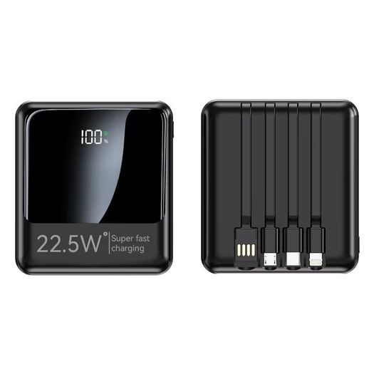 Powerbank MINI 10000 mAh 3-in-1 built-in cables, display, NEW
