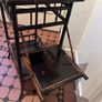 Vintage Bamboo black lacquered and painted tea table. Image 6