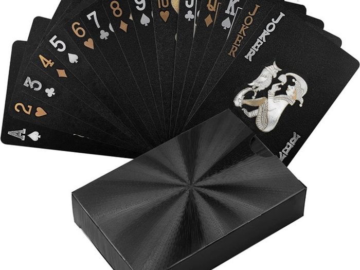 Cool Black Gold Foil Poker Playing Cards, Waterproof Deck of Cards with Gift Box, Use for Party and Game MULTIPLE COLOURS AVAILABLE, SEE PHOTOS (FREE POSTAGE)
