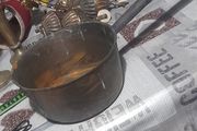 Antique Victorian Solid Brass Sauce Pan with Iron Handle, Postage Available or Collection