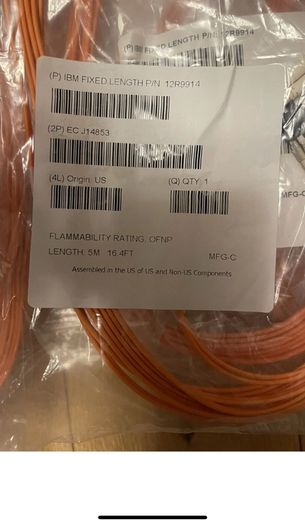Fibre Optic Cable Lot Of 17 5mlc/lc Fibre Cable 50/125 - Ibm Oem - Pn 12r9914  Ec J14853 Ofnp
