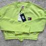 Tommy Jeans Stunning Neon Lime Green Cropped Sweatshirt Size L Y2K Drawstring Waist BNWT Image 4