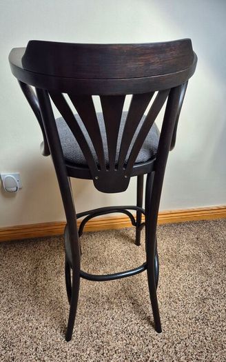 Mid-Century Modern Ebonized Bentwood Fanback Bar Stool