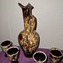 1950's French glazed ceramic wine jug and goblets Image 6