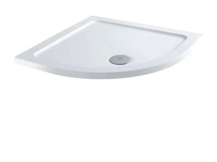 800 by 800 Quadrant shower Tray and Chrome waste