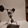 Metal Art Sculpture Weight Lifter.Nuts and Bolts Rods Washers Welded Image 3