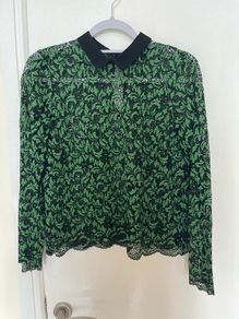 Zara Black and Green Lace Top