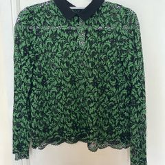 Zara Black and Green Lace Top