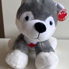Canada stuffed plush Husky with Maple Leaf embroidery