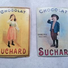 2 Metal Chocolate Suchard Postcards