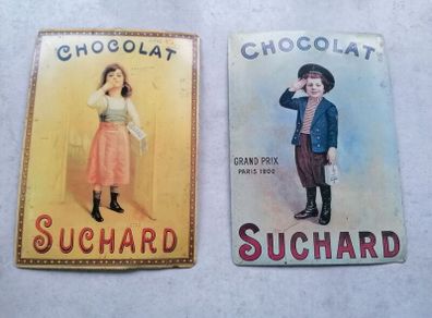 2 Metal Chocolate Suchard Postcards