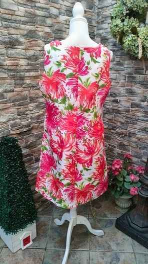 Damart white and pink floral summer dress M L Postage included