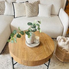 Modern Round Oak Coffee Table