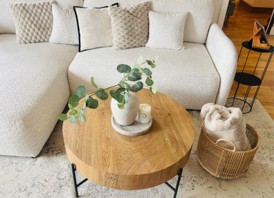 Modern Round Oak Coffee Table