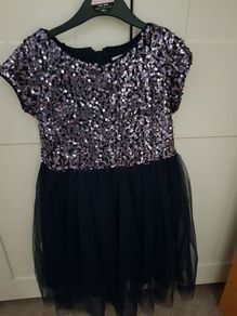 Sequined navy girls dress 7years