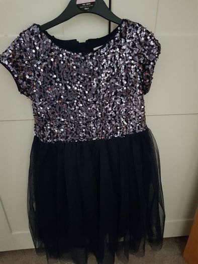 Sequined navy girls dress 7years