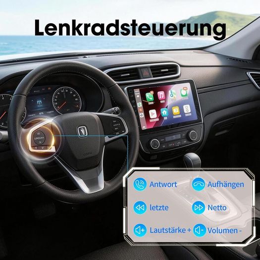 2 DIN Car Radio with Apple CarPlay & Android Car 10.1 Inch HD Screen,