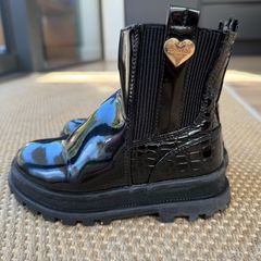 Patent black River Island boots