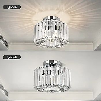 Crystal Ceiling Light - Easric Modern Ceiling Lights Living Room LED Ceiling Lighting Industrial Chandeliers Ceiling Lights for Bedroom Hallway Kitchen Bathroom,Chrome