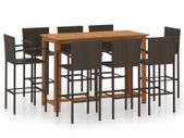9 Piece Garden Bar Set Brown