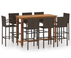 9 Piece Garden Bar Set Brown